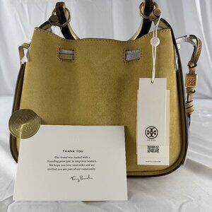 Tory Burch Miller Suede Cinch Bag NWT / Dust Bag Beeswax